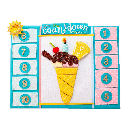 A hand-sewn Time to Celebrate countdown item.